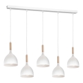Chandelier on a string NOAK 5xE27/60W/230V white/wood