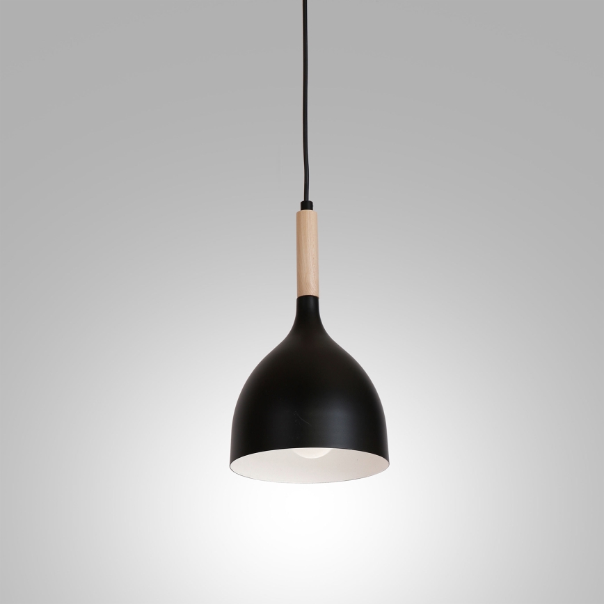 Chandelier on a string NOAK WOOD 1xE27/15W/230V black/beech