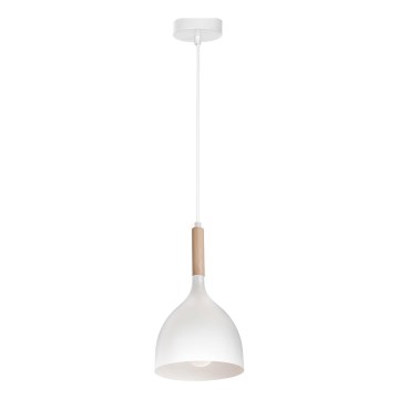 Chandelier on a string NOAK WOOD 1xE27/15W/230V white/beech