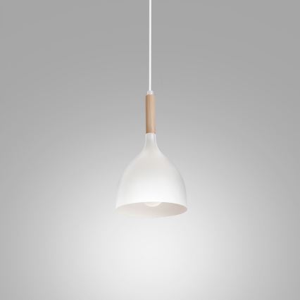 Chandelier on a string NOAK WOOD 1xE27/15W/230V white/beech