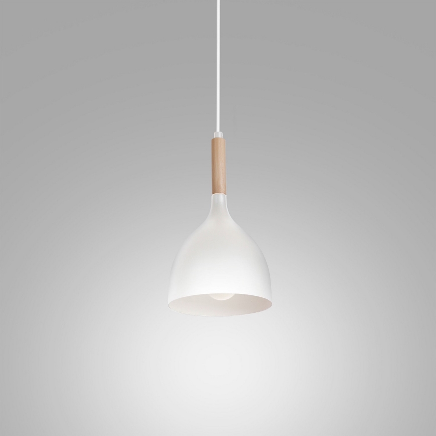 Chandelier on a string NOAK WOOD 1xE27/15W/230V white/beech