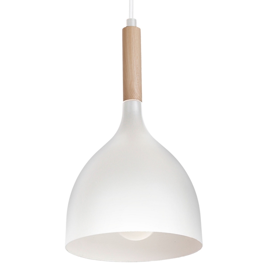 Chandelier on a string NOAK WOOD 1xE27/15W/230V white/beech