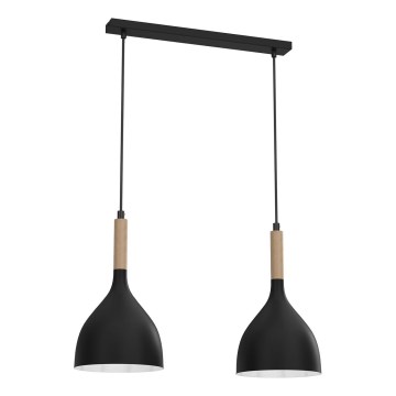 Chandelier on a string NOAK WOOD 2xE27/15W/230V black/beech