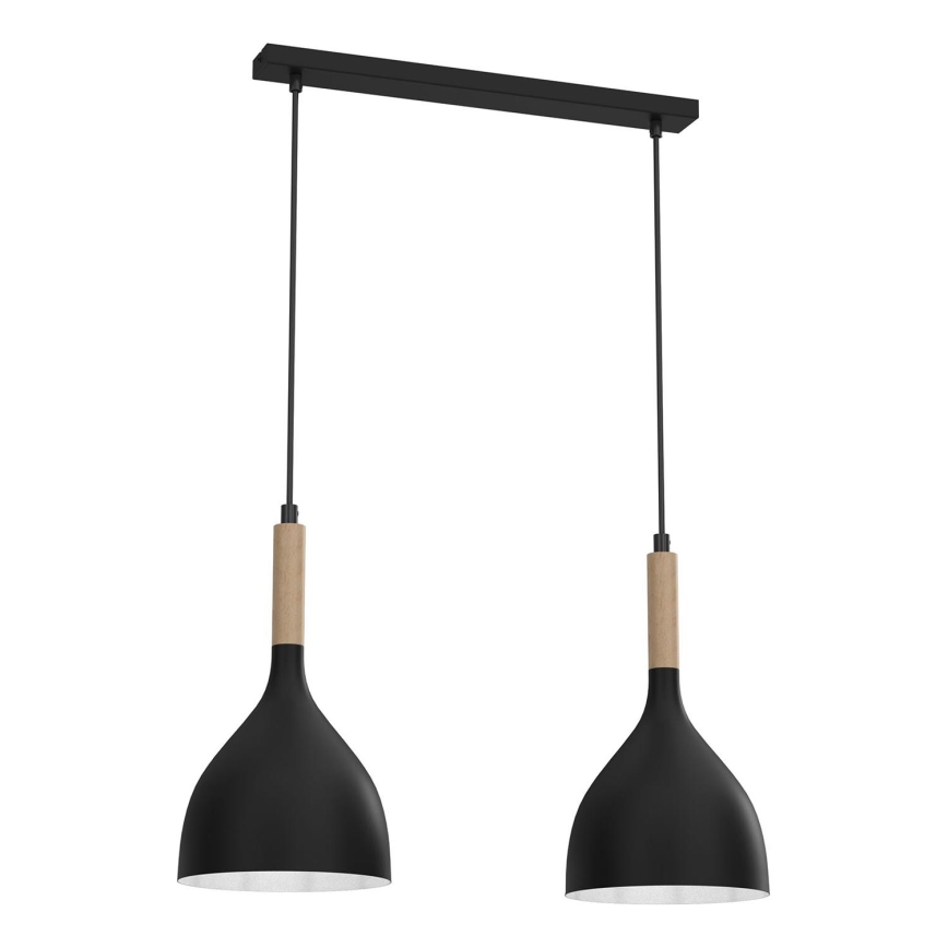 Chandelier on a string NOAK WOOD 2xE27/15W/230V black/beech