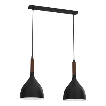 Chandelier on a string NOAK WOOD 2xE27/15W/230V black/beech