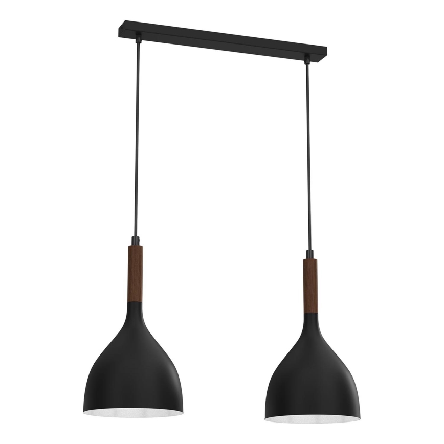 Chandelier on a string NOAK WOOD 2xE27/15W/230V black/beech