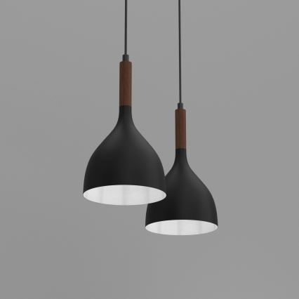 Chandelier on a string NOAK WOOD 2xE27/15W/230V black/beech