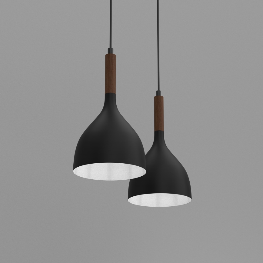 Chandelier on a string NOAK WOOD 2xE27/15W/230V black/beech