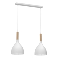 Chandelier on a string NOAK WOOD 2xE27/15W/230V white/beech
