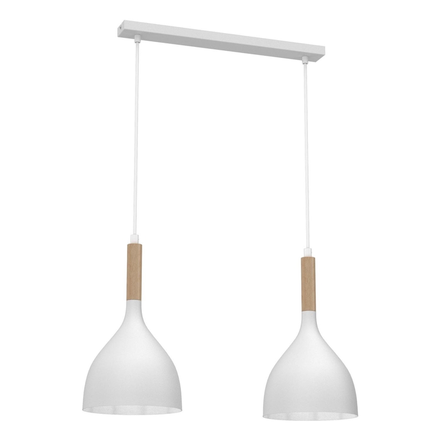Chandelier on a string NOAK WOOD 2xE27/15W/230V white/beech