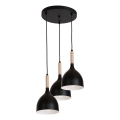 Chandelier on a string NOAK WOOD 3xE27/15W/230V black/beech