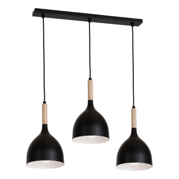 Chandelier on a string NOAK WOOD 3xE27/15W/230V black/beech