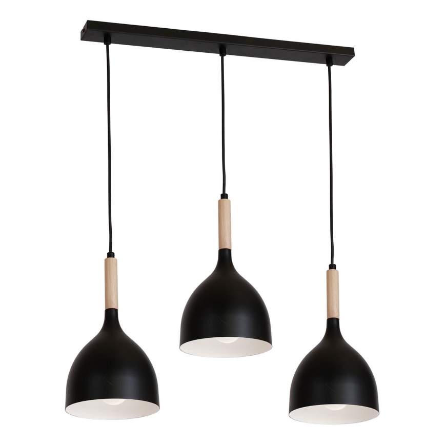 Chandelier on a string NOAK WOOD 3xE27/15W/230V black/beech