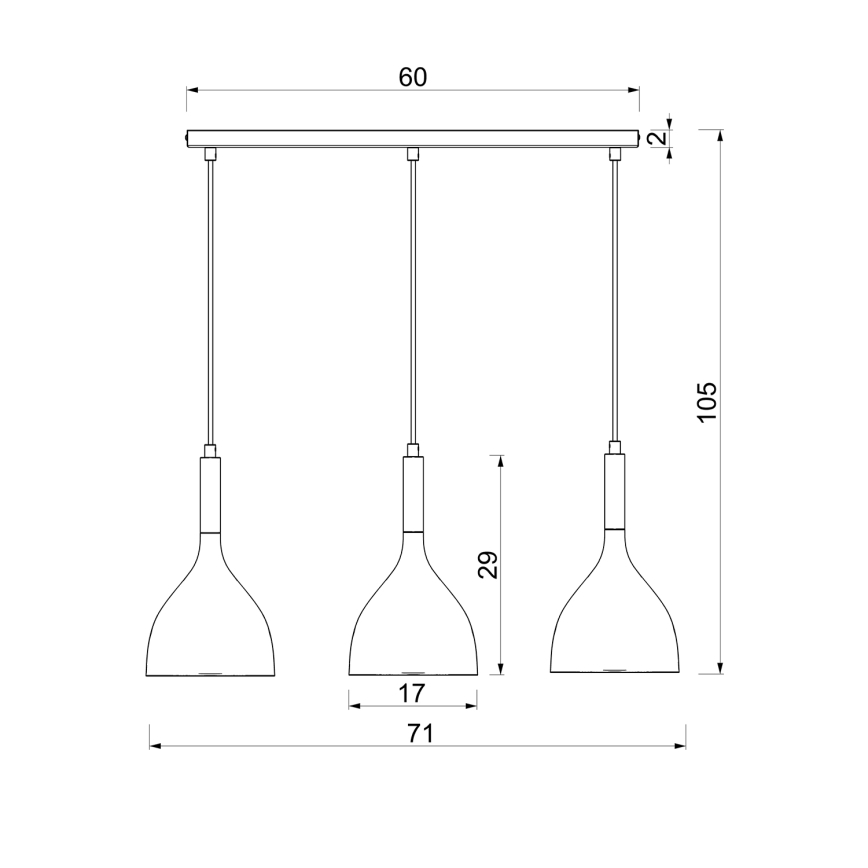 Chandelier on a string NOAK WOOD 3xE27/15W/230V black/beech