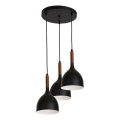 Chandelier on a string NOAK WOOD 3xE27/15W/230V black/beech