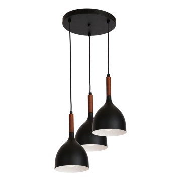 Chandelier on a string NOAK WOOD 3xE27/15W/230V black/beech