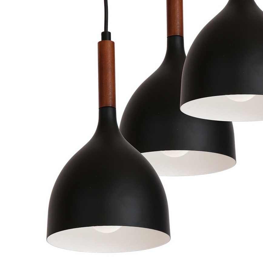 Chandelier on a string NOAK WOOD 3xE27/15W/230V black/beech