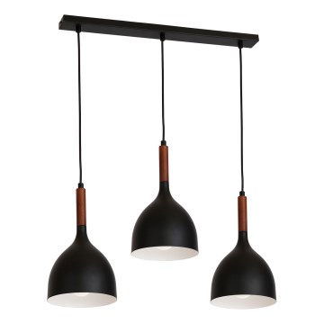 Chandelier on a string NOAK WOOD 3xE27/15W/230V black/beech