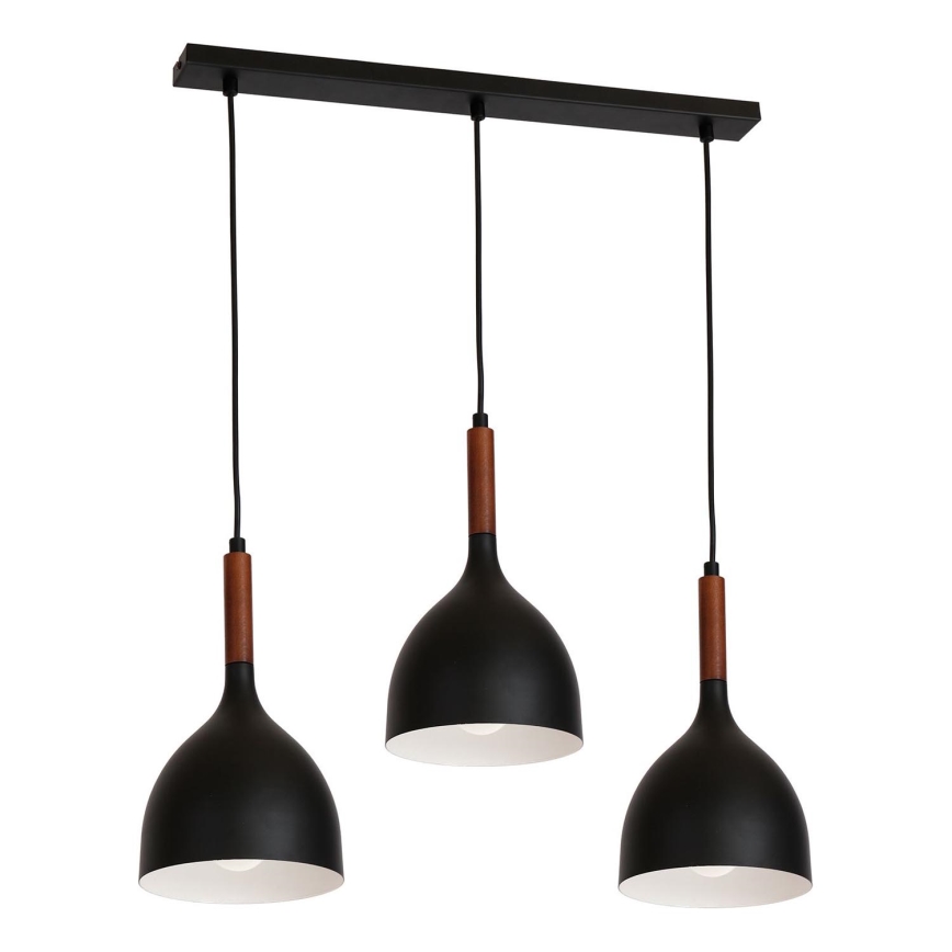 Chandelier on a string NOAK WOOD 3xE27/15W/230V black/beech