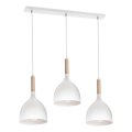 Chandelier on a string NOAK WOOD 3xE27/15W/230V white/beech