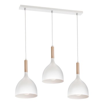 Chandelier on a string NOAK WOOD 3xE27/15W/230V white/beech