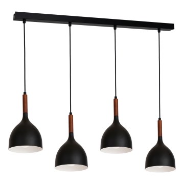 Chandelier on a string NOAK WOOD 4xE27/15W/230V black/beech