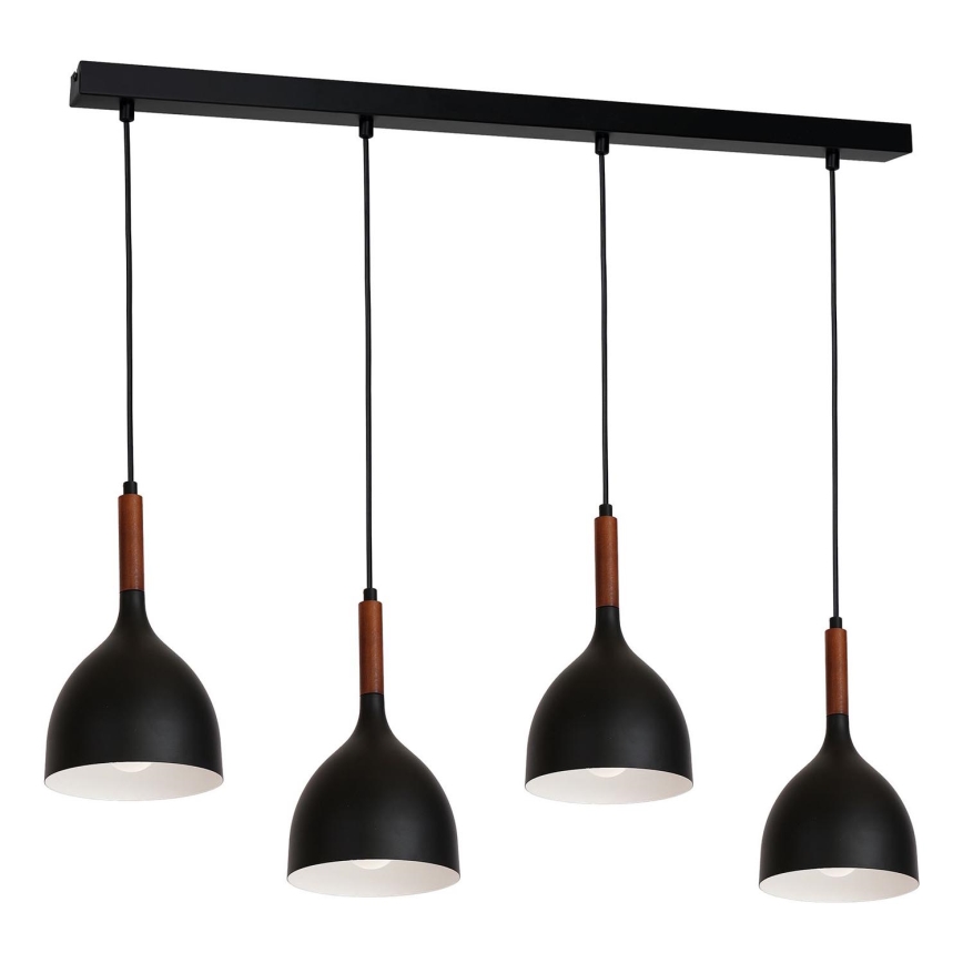 Chandelier on a string NOAK WOOD 4xE27/15W/230V black/beech