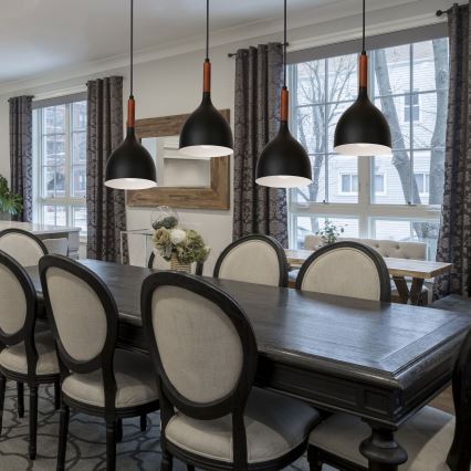 Chandelier on a string NOAK WOOD 4xE27/15W/230V black/beech