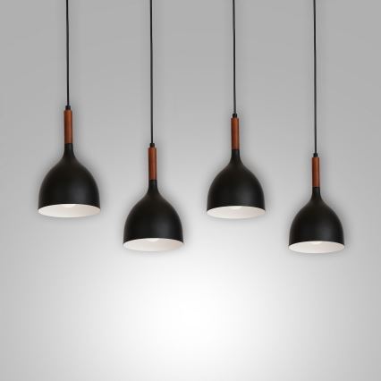 Chandelier on a string NOAK WOOD 4xE27/15W/230V black/beech