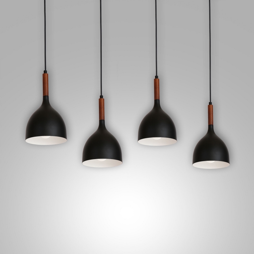 Chandelier on a string NOAK WOOD 4xE27/15W/230V black/beech