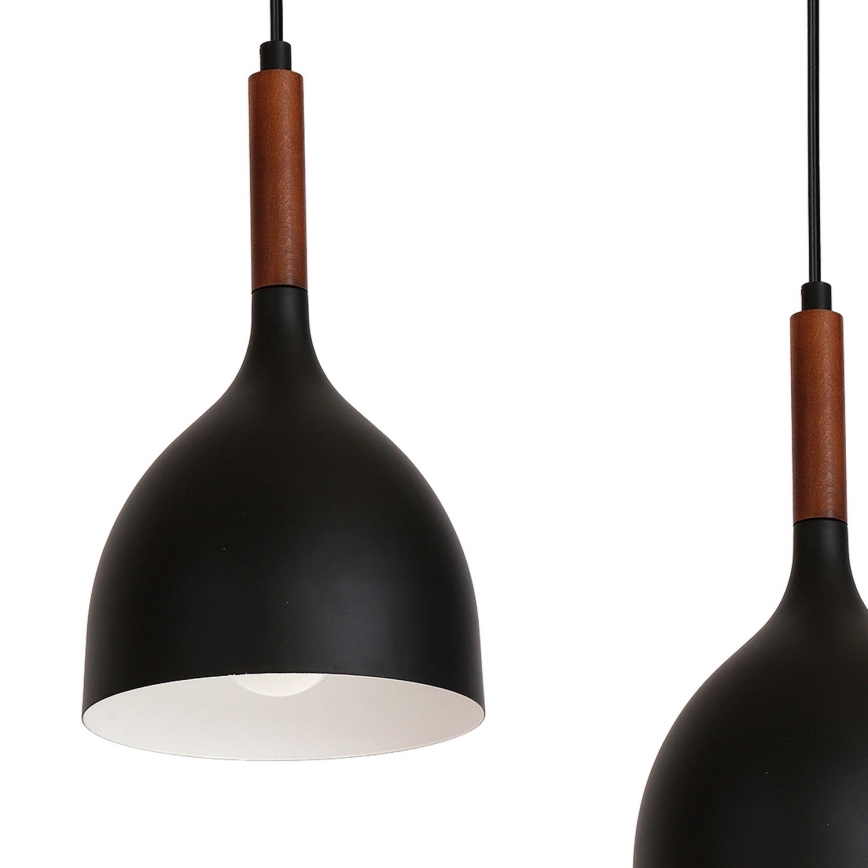 Chandelier on a string NOAK WOOD 4xE27/15W/230V black/beech