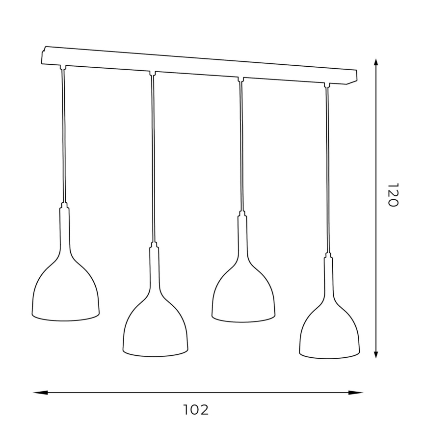 Chandelier on a string NOAK WOOD 4xE27/15W/230V black/beech
