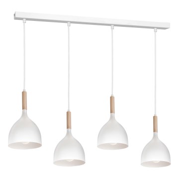 Chandelier on a string NOAK WOOD 4xE27/15W/230V white/beech