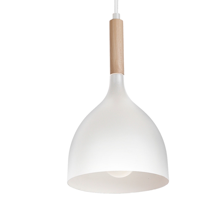 Chandelier on a string NOAK WOOD 4xE27/15W/230V white/beech