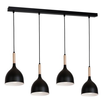 Chandelier on a string NOAK WOOD 4xE27/60W/230V