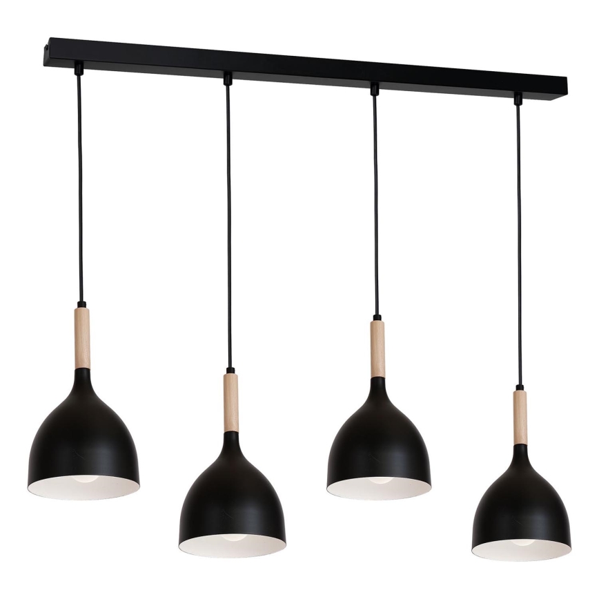 Chandelier on a string NOAK WOOD 4xE27/60W/230V