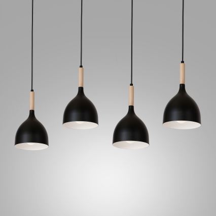 Chandelier on a string NOAK WOOD 4xE27/60W/230V