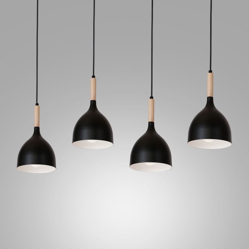 Chandelier on a string NOAK WOOD 4xE27/60W/230V