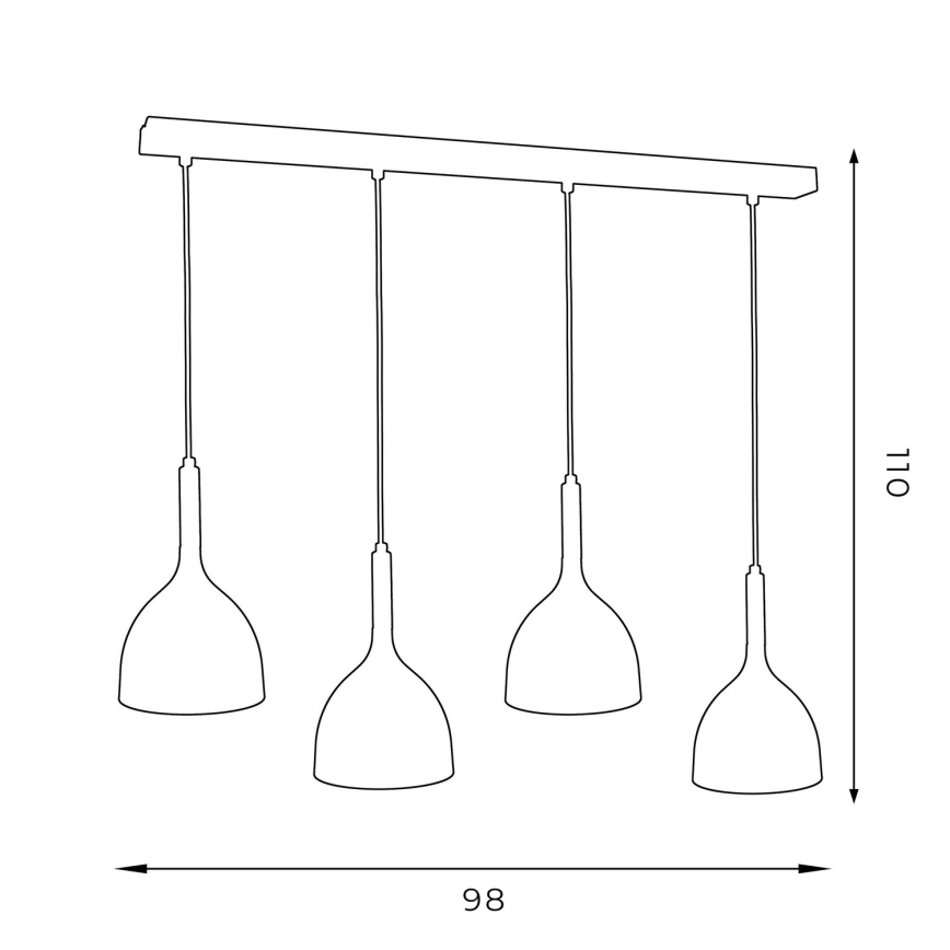 Chandelier on a string NOAK WOOD 4xE27/60W/230V