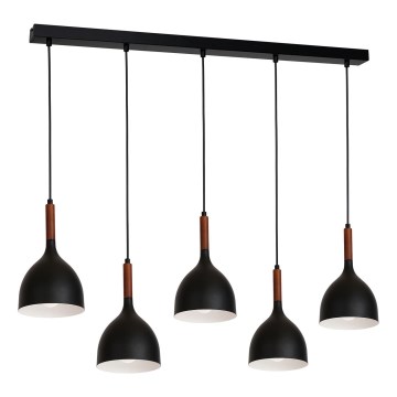 Chandelier on a string NOAK WOOD 5xE27/15W/230V black/beech