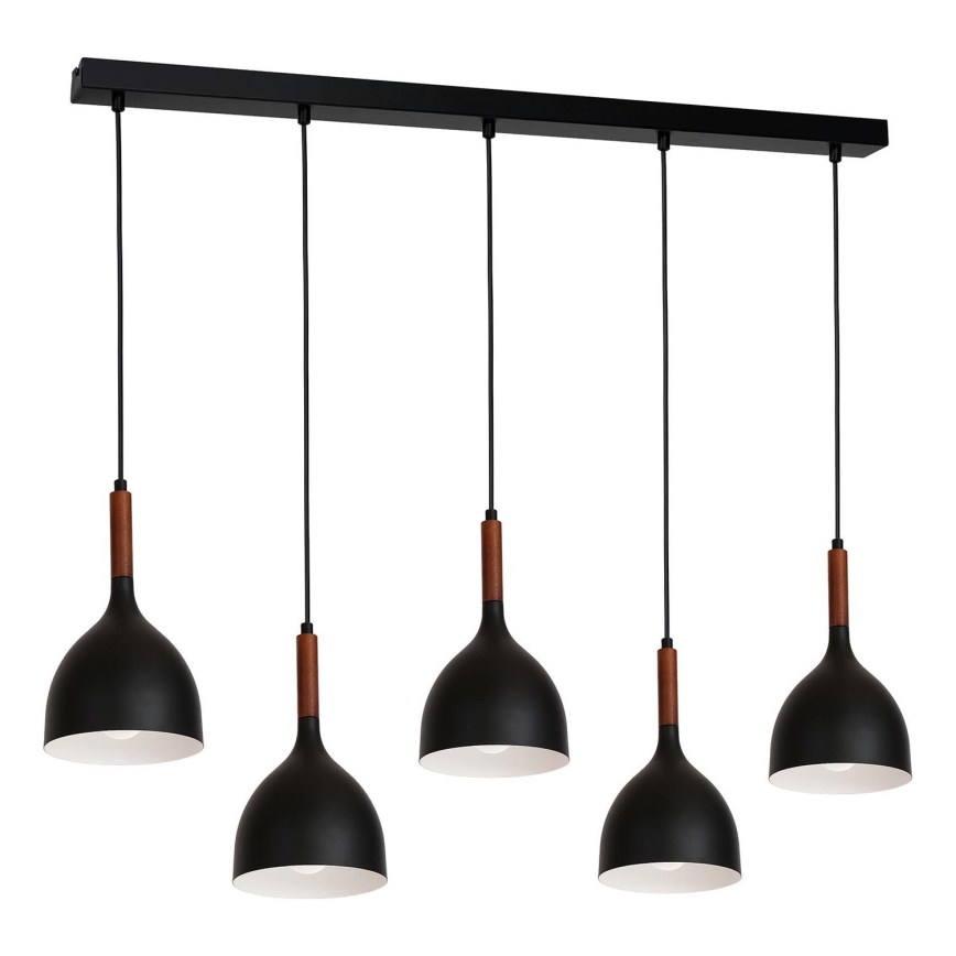 Chandelier on a string NOAK WOOD 5xE27/15W/230V black/beech