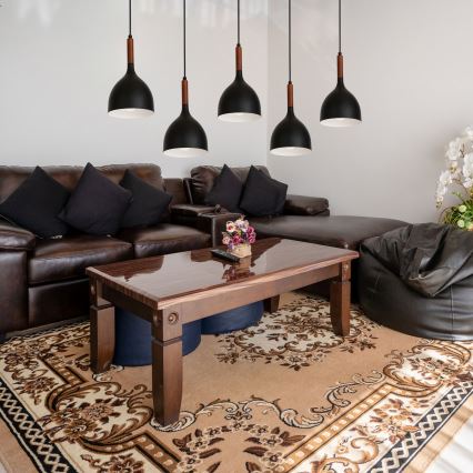 Chandelier on a string NOAK WOOD 5xE27/15W/230V black/beech