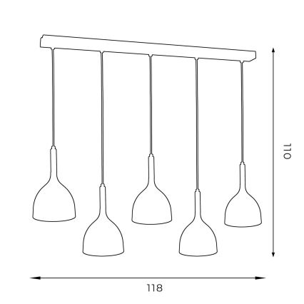 Chandelier on a string NOAK WOOD 5xE27/15W/230V black/beech