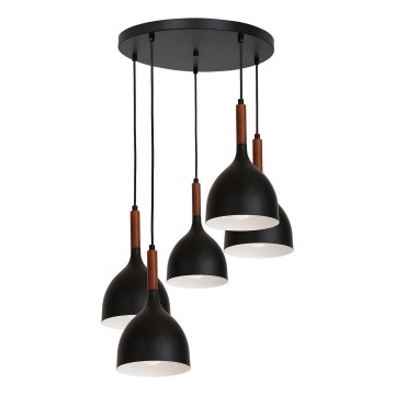 Chandelier on a string NOAK WOOD 5xE27/15W/230V black/beech