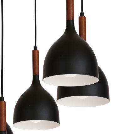 Chandelier on a string NOAK WOOD 5xE27/15W/230V black/beech