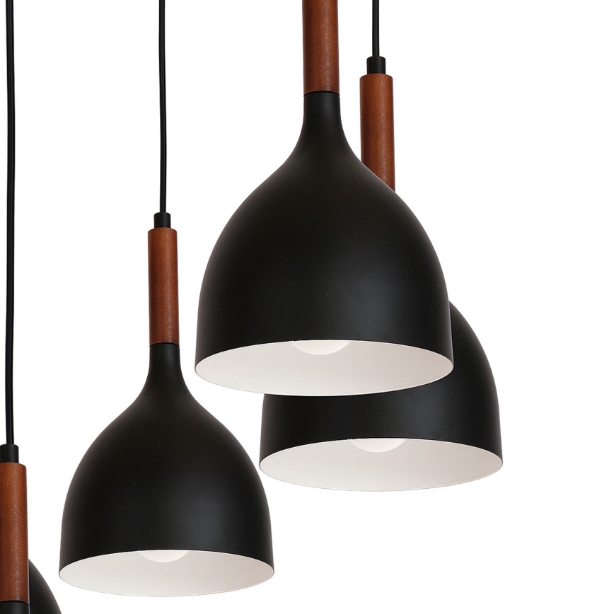 Chandelier on a string NOAK WOOD 5xE27/15W/230V black/beech