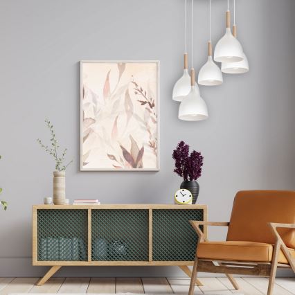 Chandelier on a string NOAK WOOD 5xE27/15W/230V white/beech