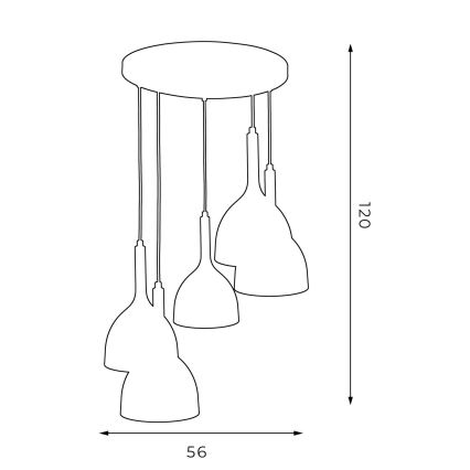 Chandelier on a string NOAK WOOD 5xE27/15W/230V white/beech