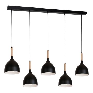 Chandelier on a string NOAK WOOD 5xE27/60W/230V