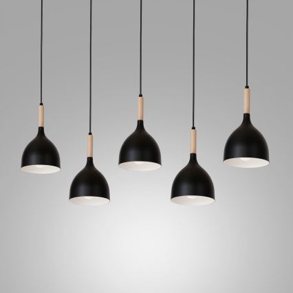 Chandelier on a string NOAK WOOD 5xE27/60W/230V